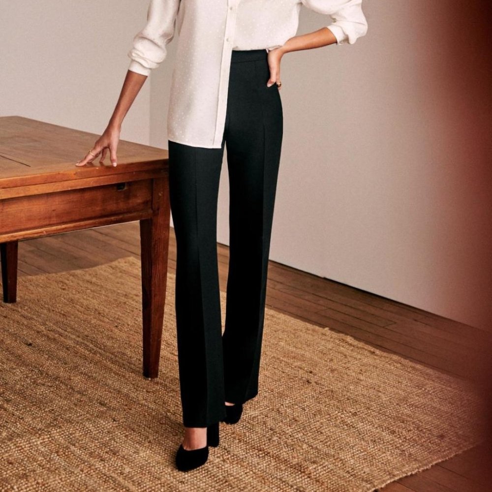 NWT. Sezane Martin Trousers, Black, Size 38 (US 6)